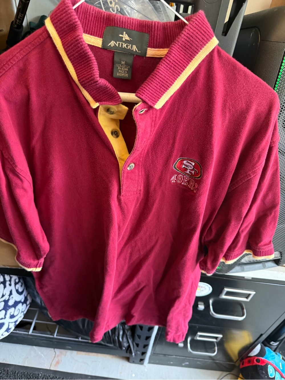 Antigua Men’s Burgundy Polo with Gold Trim and 49ers Logo